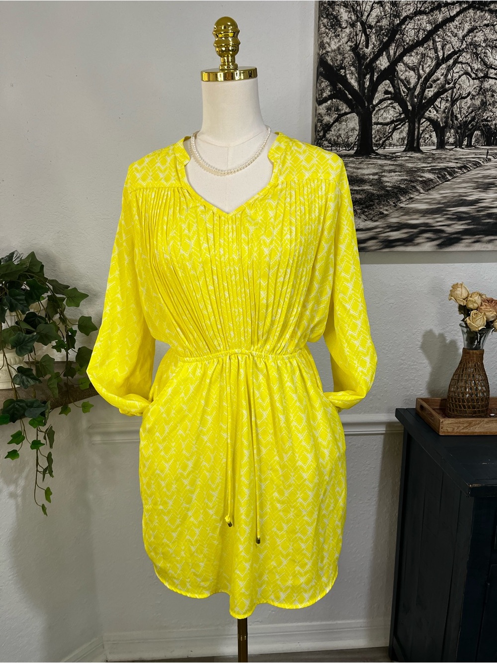Honey Punch Yellow Geometric Print Tunic